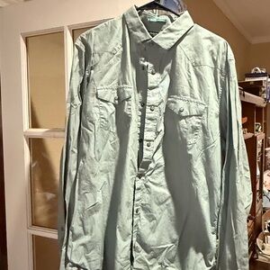 Banana Republic Shirt Mens XL Slim Fit Pearl Snap Long Sleeve Green Micro Stripe